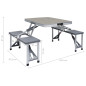 Table pliable de camping avec 4 sièges Acier Aluminium