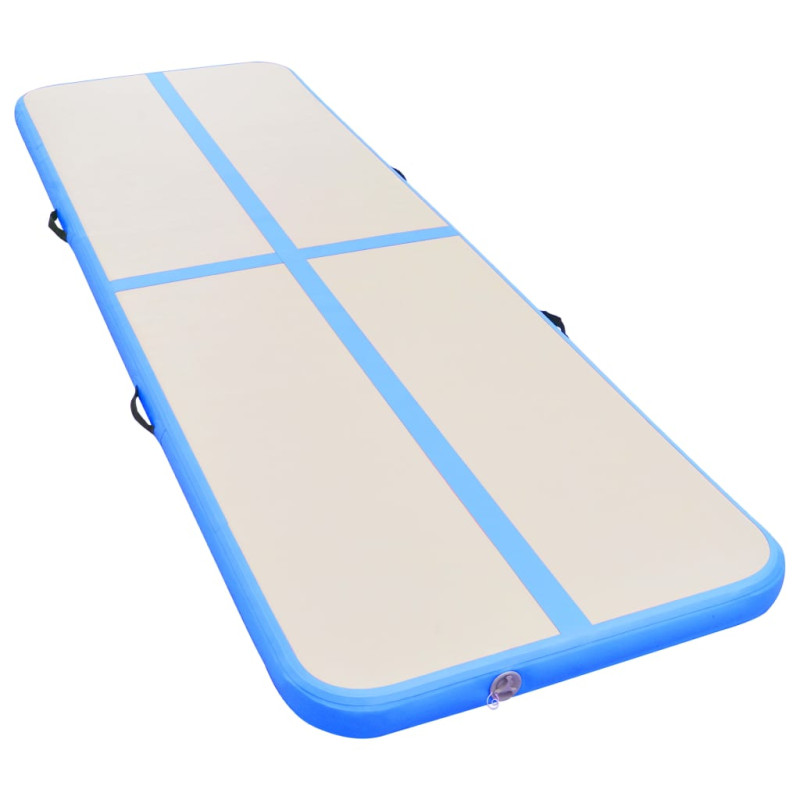 Tapis gonflable de gymnastique avec pompe 700x100x10cm PVC Bleu