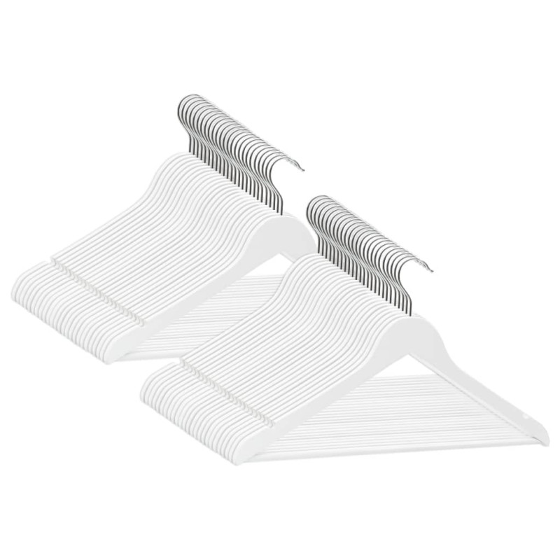 Cintres antidérapants 50 pcs Blanc Bois dur