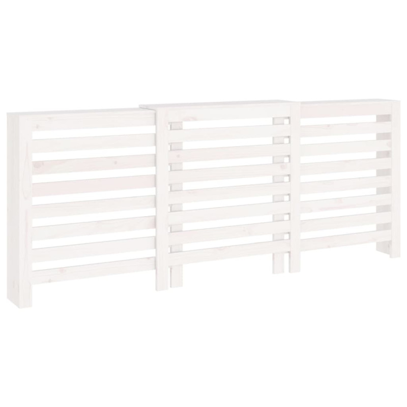 Cache radiateur Blanc 210x21x85 cm Bois massif de pin