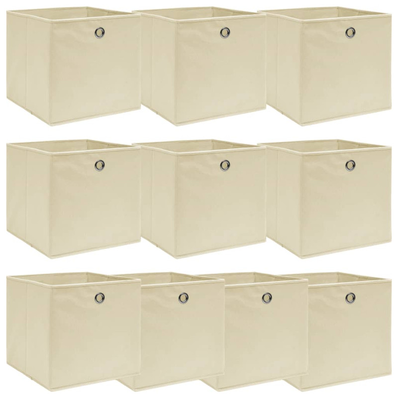 Boîtes de rangement 10 pcs Crème 32x32x32 cm Tissu