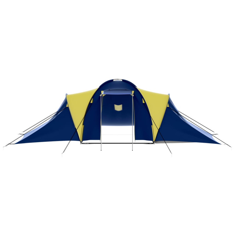 Tente de camping tissu 9 personnes bleu et jaune