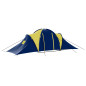 Tente de camping tissu 9 personnes bleu et jaune