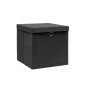 Boîtes de rangement avec couvercles 4 pcs 28x28x28 cm Noir