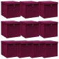 Boîtes de rangement 10 pcs Rouge foncé 32x32x32 cm Tissu