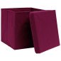 Boîtes de rangement 10 pcs Rouge foncé 32x32x32 cm Tissu