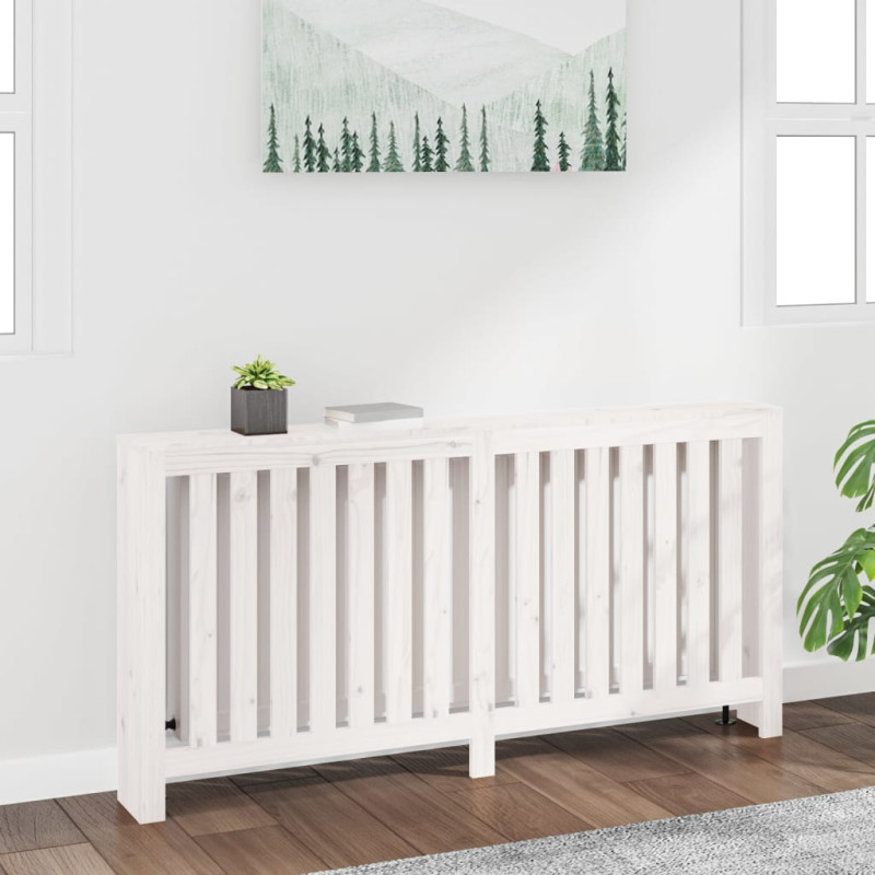 Cache radiateur Blanc 169x19x84 cm Bois massif de pin