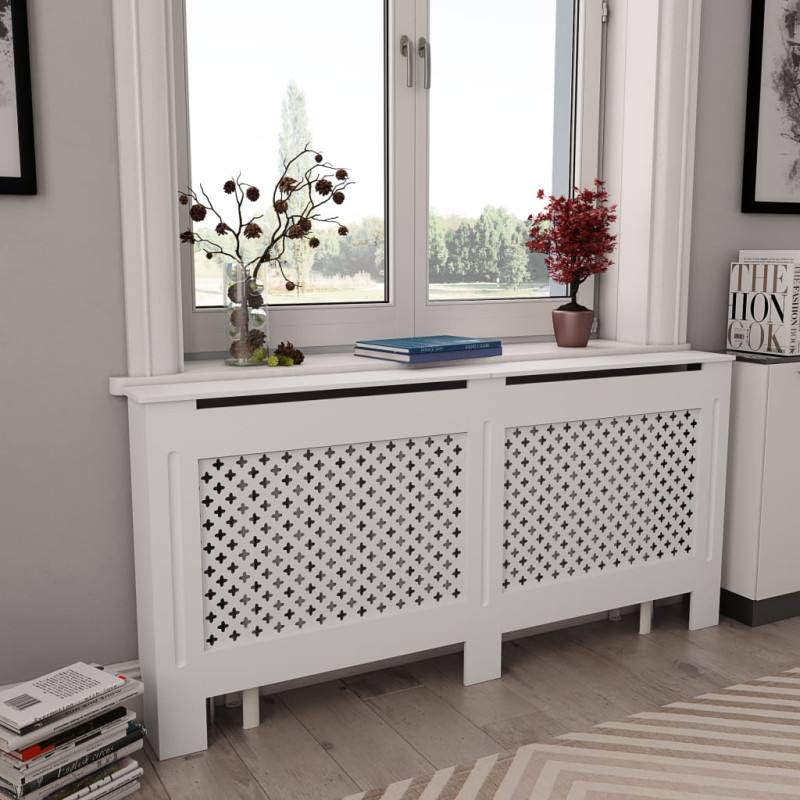 Cache radiateur Blanc 172x19x81,5 cm MDF