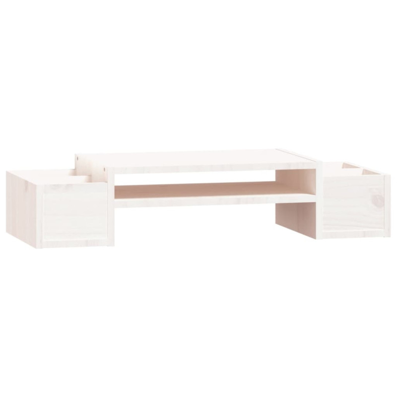 Support de moniteur Blanc 70x27,5x15 cm Bois de pin solide