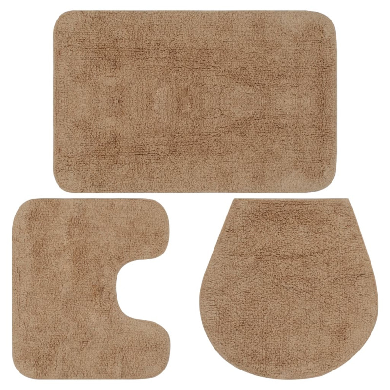 Jeu de tapis de salle de bain 3 pcs Tissu Beige