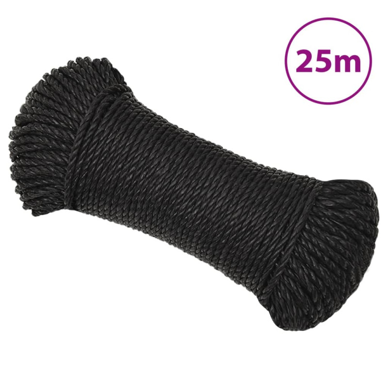 Corde de travail Noir 6 mm 25 m polypropylène