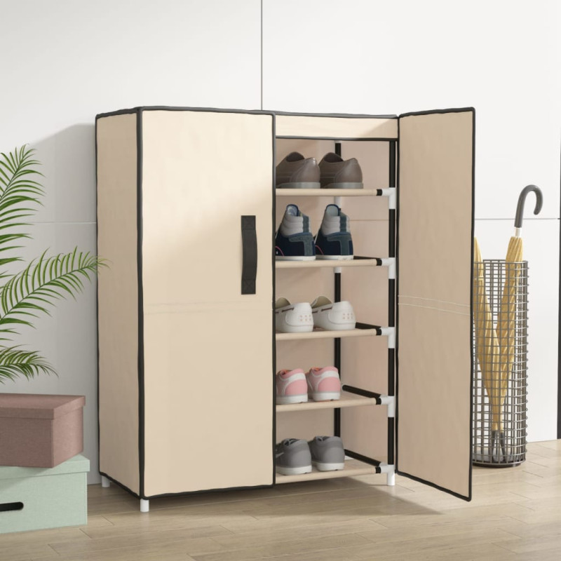 Armoire à chaussures Crème 60x28x90 cm Tissu