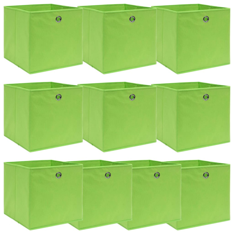 Boîtes de rangement 10 pcs Vert 32x32x32 cm Tissu