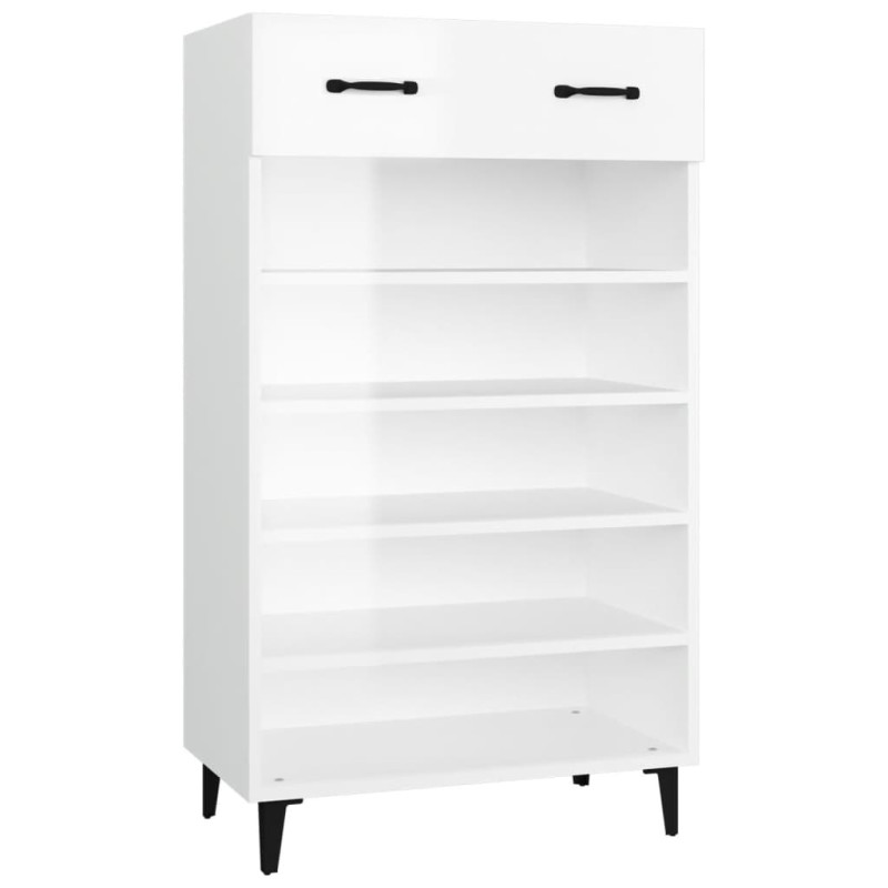 Armoire à chaussures Blanc brillant 60x35x105cm Bois ingénierie