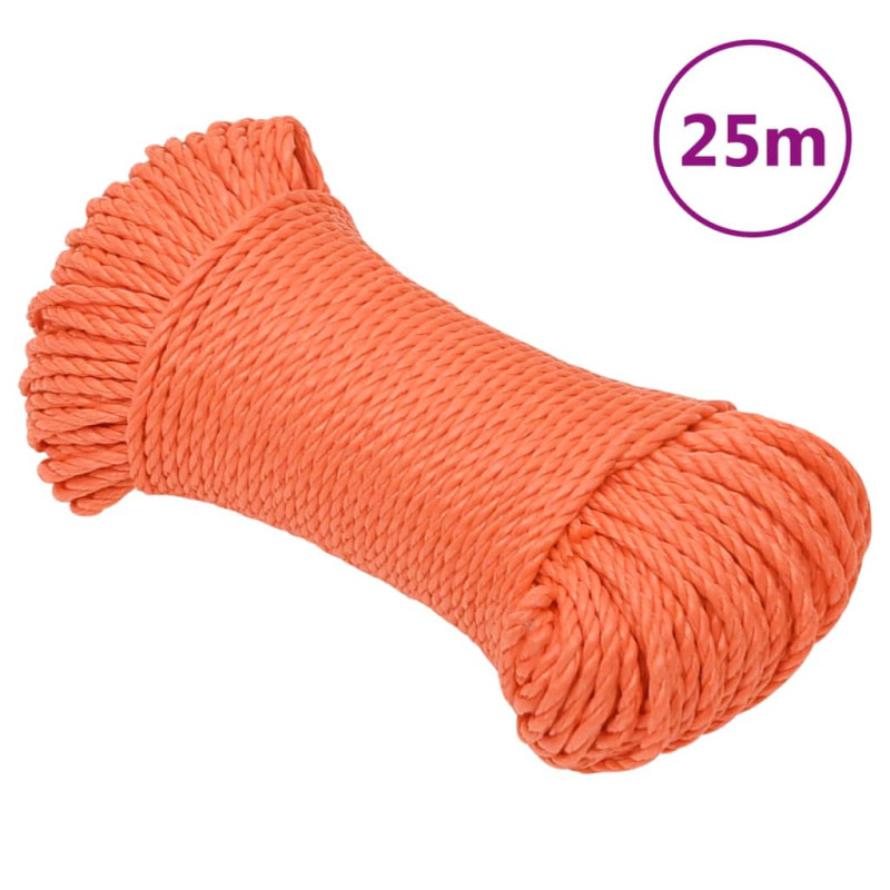 Corde de travail Orange 8 mm 25 m Polypropylène