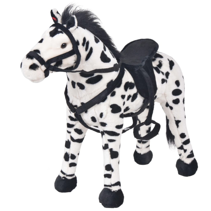 Jouet en peluche Cheval Noir et blanc XXL