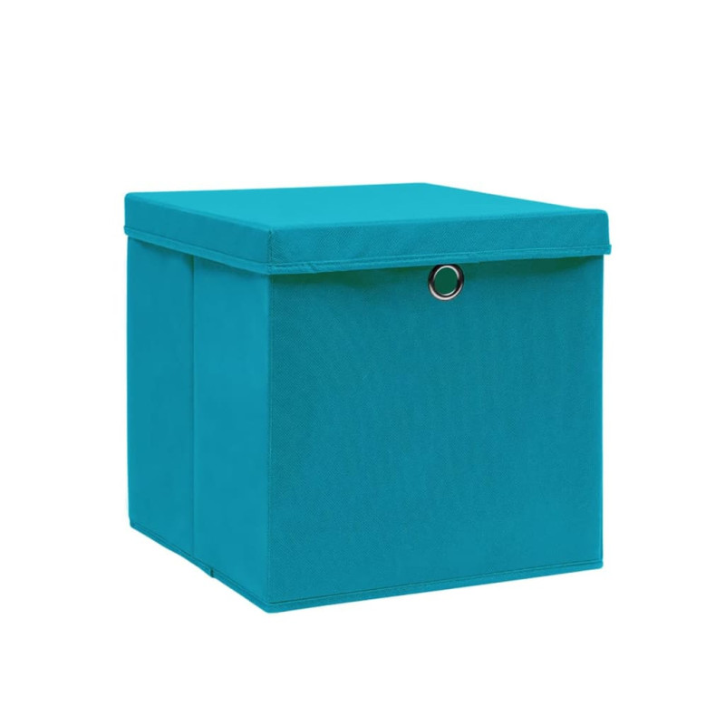 Boîtes de rangement avec couvercles 4 pcs 28x28x28cm Bleu azuré