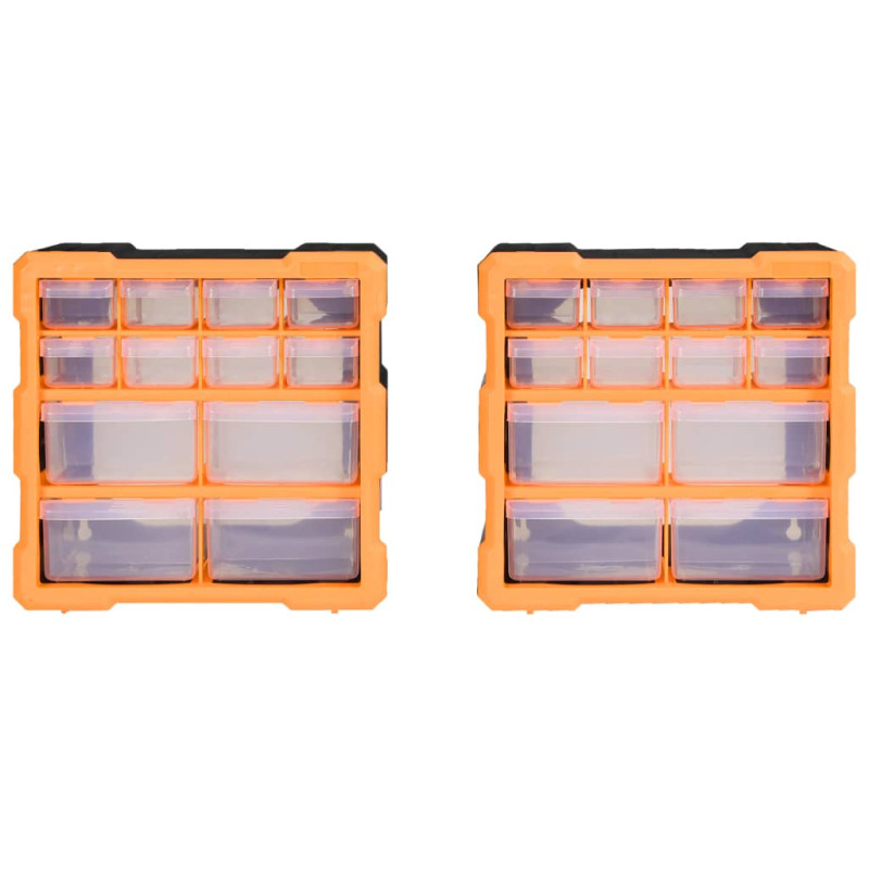 Organisateurs multi tiroirs avec 12 tiroirs 2 pcs 26,5x16x26 cm