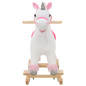 Licorne à bascule Peluche 65x32x58 cm Blanc et rose