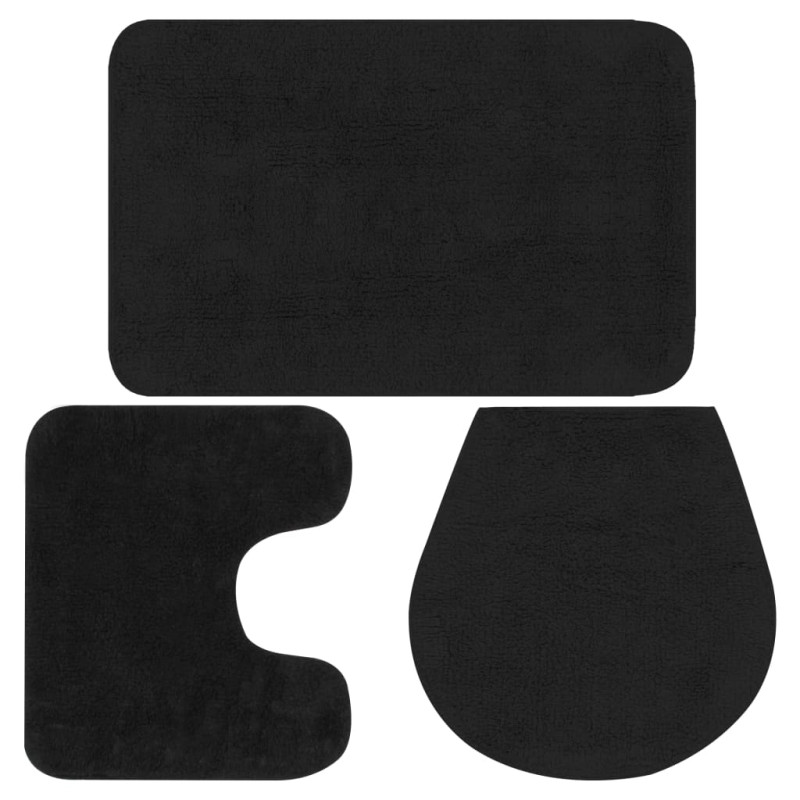 Jeu de tapis de salle de bain 3 pcs Tissu Anthracite 