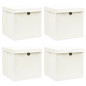 Boîtes de rangement avec couvercles 4pcs Blanc 32x32x32cm Tissu