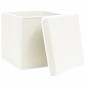 Boîtes de rangement avec couvercles 4pcs Blanc 32x32x32cm Tissu