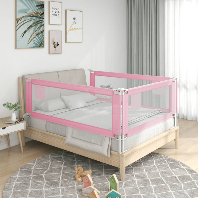 Barrière de sécurité de lit d enfant Rose 100x25 cm Tissu