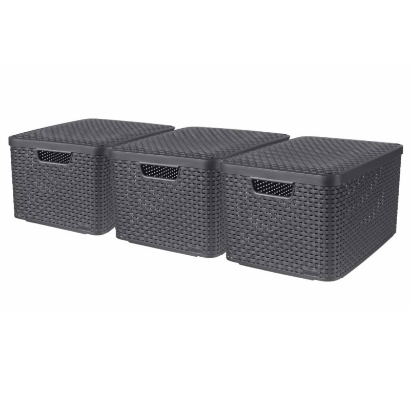 Curver Boîtes de rangement Style avec couvercle 3 pcs L Anthracite