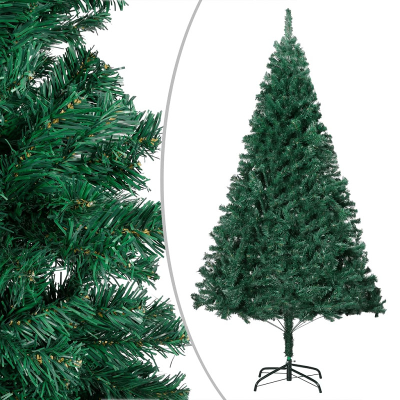 Arbre de Noël artificiel pré éclairé et boules vert 210 cm PVC