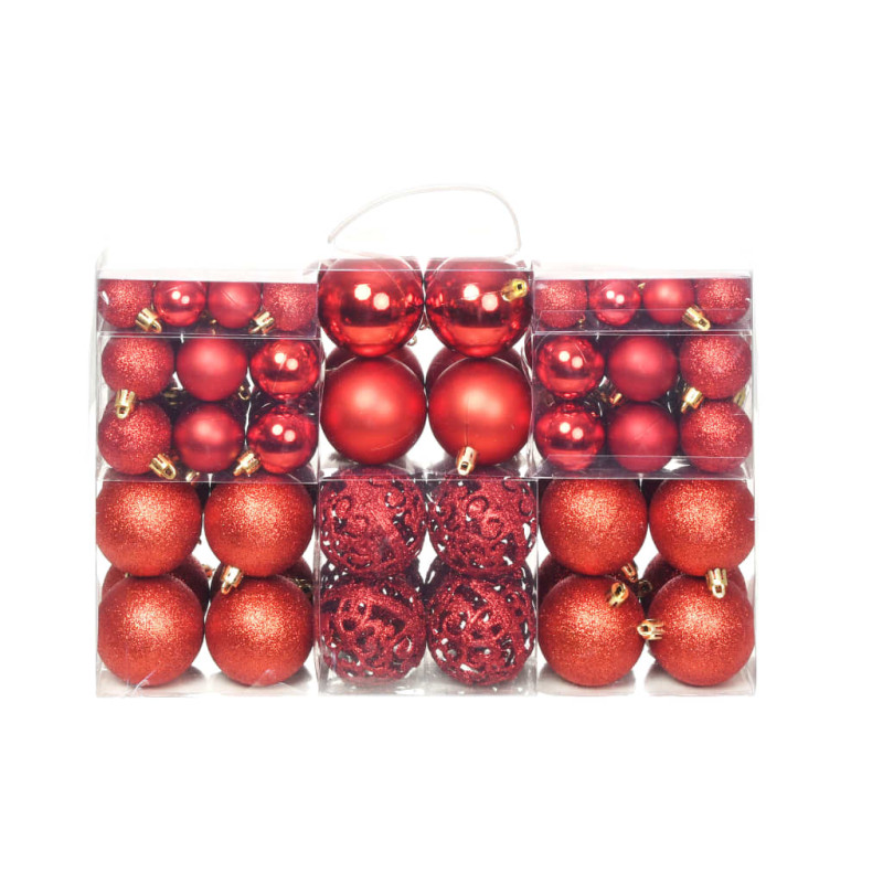 Ensemble de boules de Noël 100 pcs 3 4 6 cm Rouge