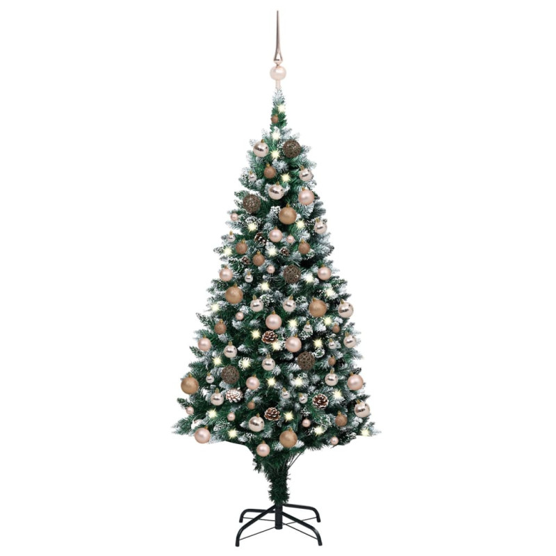 Arbre de Noël artificiel pré éclairé boules pommes de pin 150cm