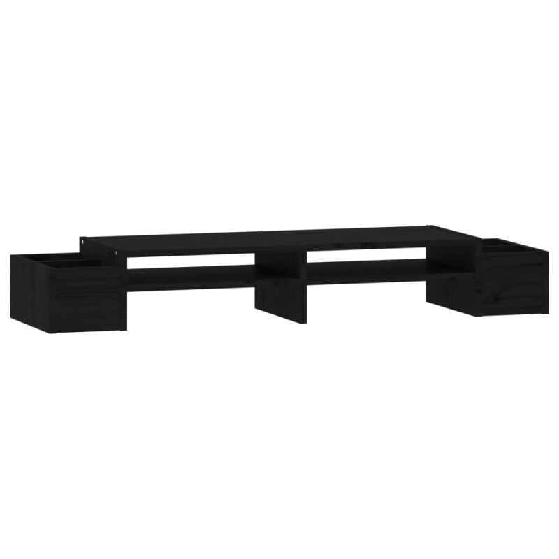 Support de moniteur Noir 100x27,5x15 cm Bois de pin solide