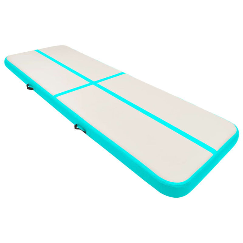 Tapis gonflable de gymnastique avec pompe 400x100x20cm PVC Vert