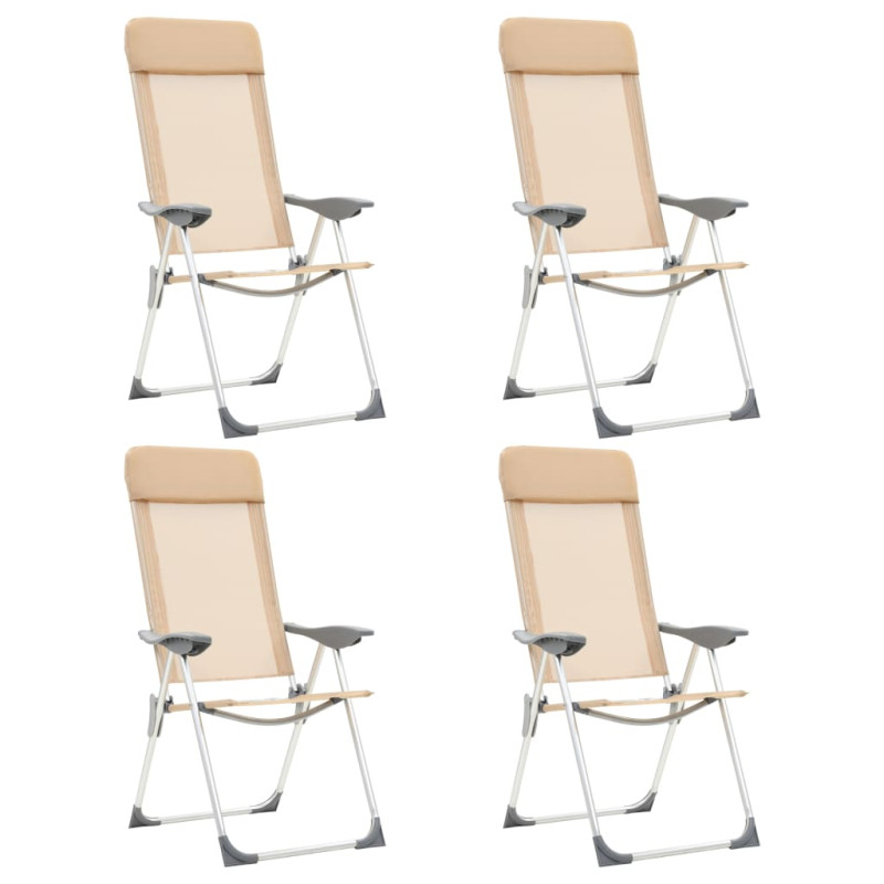 Chaises de camping pliables lot de 4 Crème Aluminium