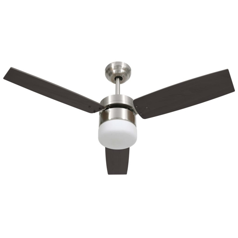 Ventilateur de plafond lampe et télécommande 108cm Marron foncé