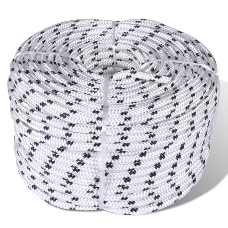 Corde de bateau tressée Polyester 10 mm 250 m Blanc