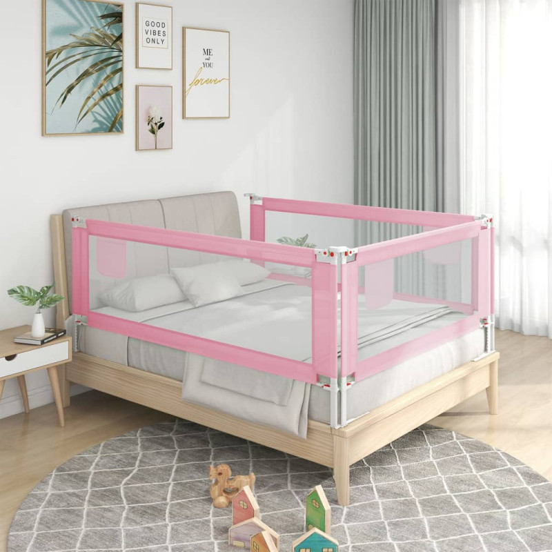 Barrière de sécurité de lit d enfant Rose 120x25 cm Tissu