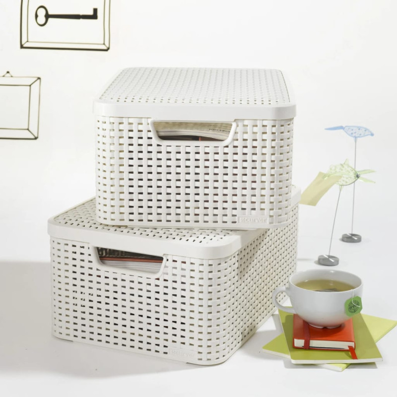 Curver Boîte de rangement avec couvercle Style M 18 L Blanc crème