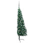 Demi arbre de Noël artificiel pré éclairé et boules vert 120 cm