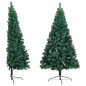 Demi arbre de Noël artificiel pré éclairé et boules vert 120 cm