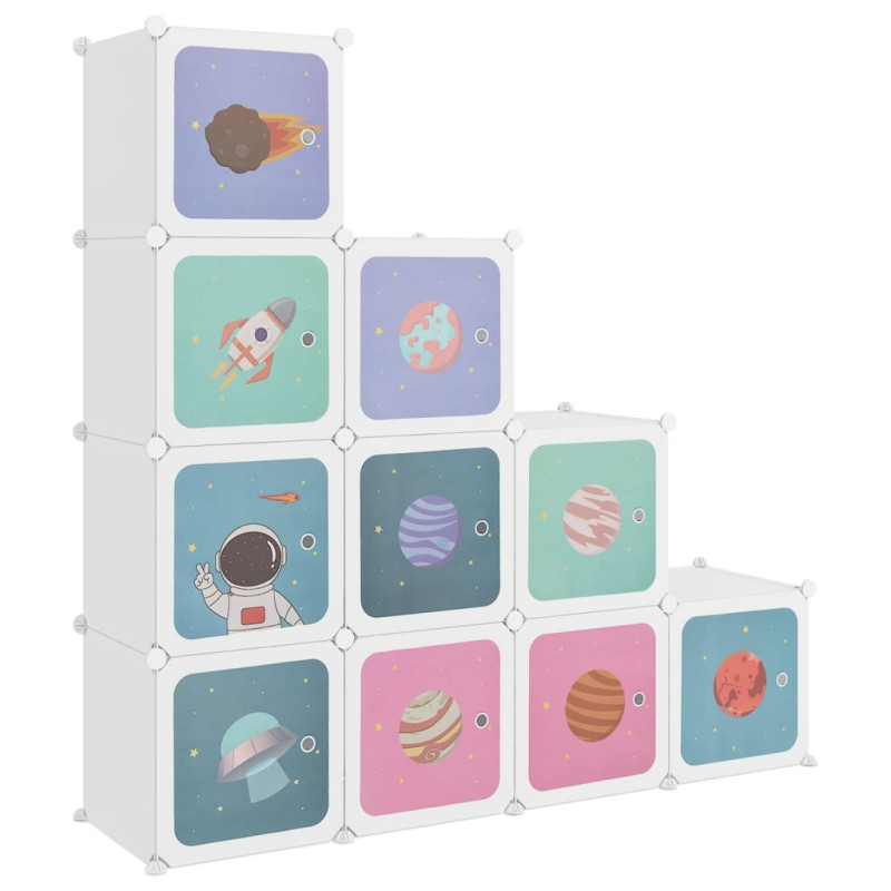 Armoire de rangement pour enfants avec 10 cubes Blanc PP