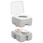 Toilette de camping portable gris et blanc 15+10 L PEHD