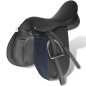 Set de selle équitation 17,5" en cuir véritable 12 cm 5 en 1 noir