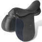 Set de selle équitation 17,5" en cuir véritable 12 cm 5 en 1 noir