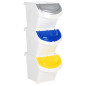 Poubelles empilables avec couvercles 3 pcs blanc PP 78 L