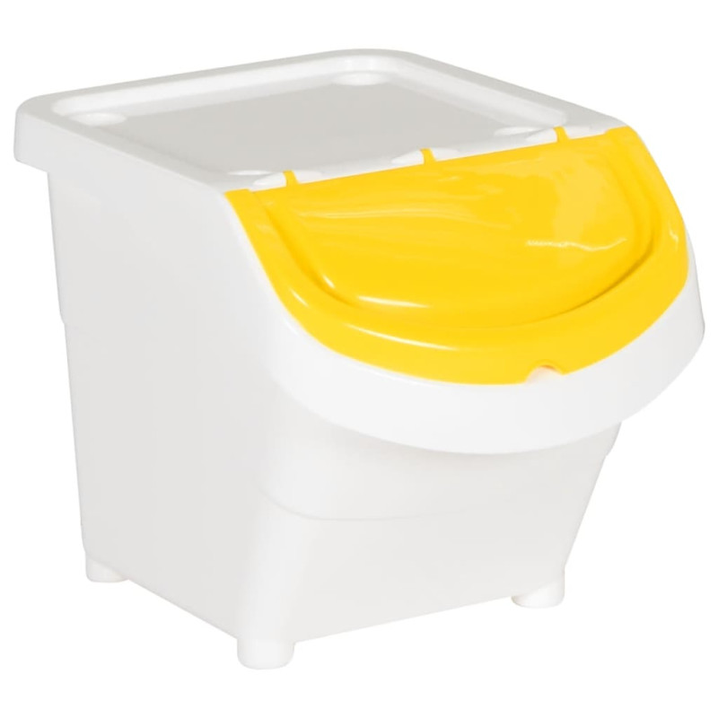 Poubelles empilables avec couvercles 3 pcs blanc PP 78 L