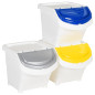 Poubelles empilables avec couvercles 3 pcs blanc PP 78 L