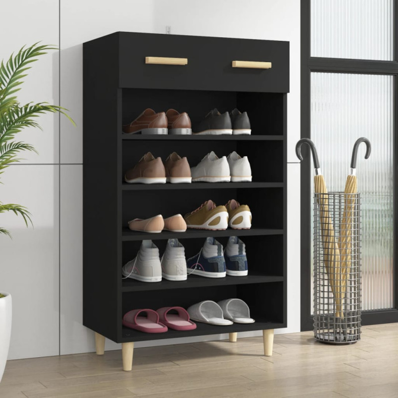 Armoire à chaussures Noir 60x35x105 cm Bois d ingénierie