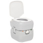 Toilette de camping portable gris et blanc 22+12 L PEHD