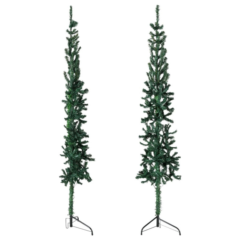 Demi sapin de Noël artificiel mince avec support Vert 240 cm